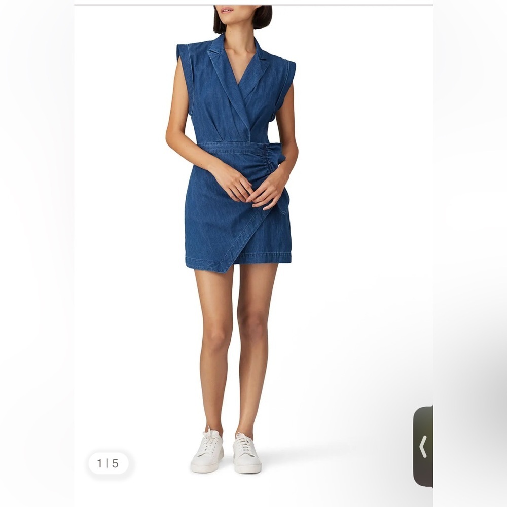 7 for all mankind denim ruffle mini dress - Picture 3 of 10